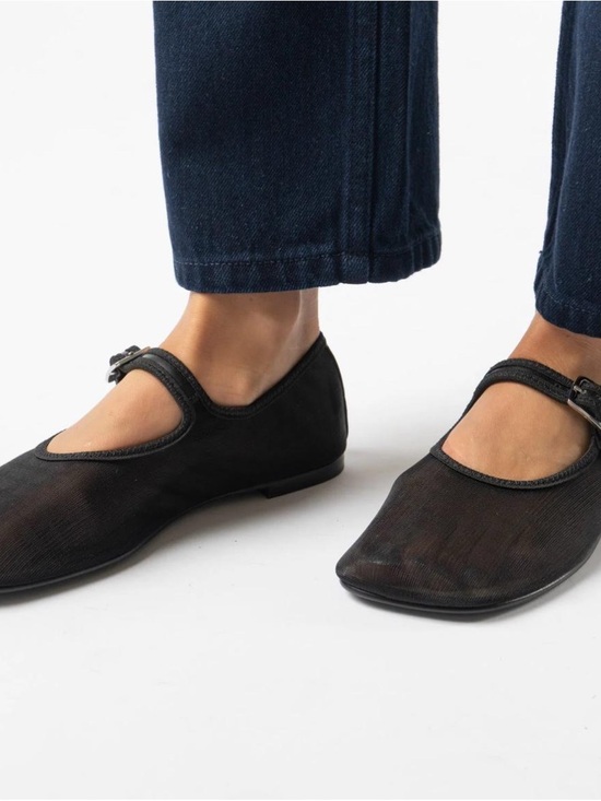 Sandy Liang Shoes - Sandy Liang Mesh Mary Janes in Black